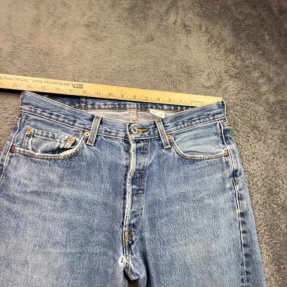 Y2K Vintage Levis 501 Jeans Mens 34x34 Distressed Light Wash Denim Button Fly
